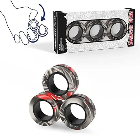 Magnetic Rings Fidget Toy Set Adult Fidget Magnets Spinner Rings Fidget Pack Great Gift for Adults Teens Kids (3PCS)